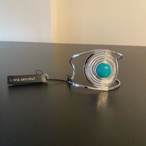 Lane Bryant silver tone and turquoise colored cuff bracelet